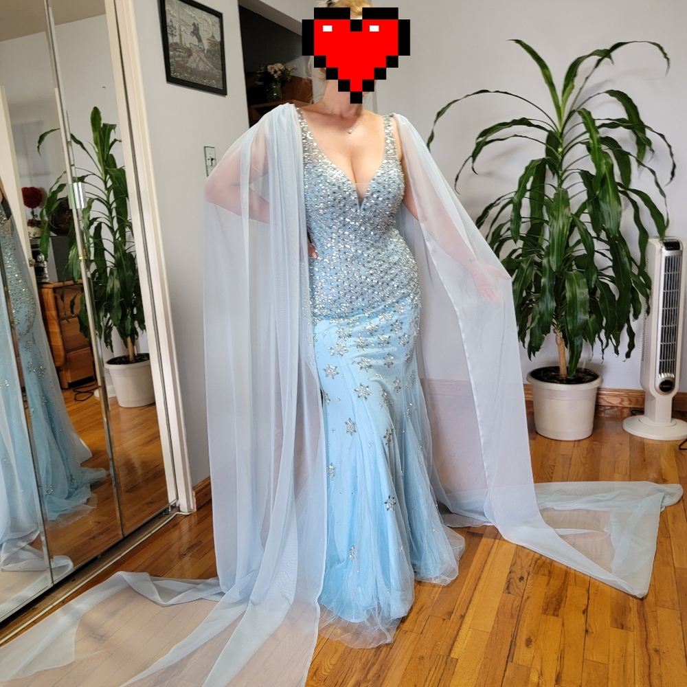 Blue Splash by Landa #j743 prom pageant gown dress sz 12